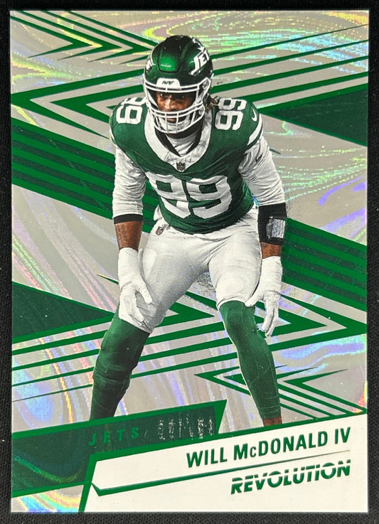 Will McDonald IV 2025 Panini Revolution Green Swirl /199 Jets Sports Trading Cards