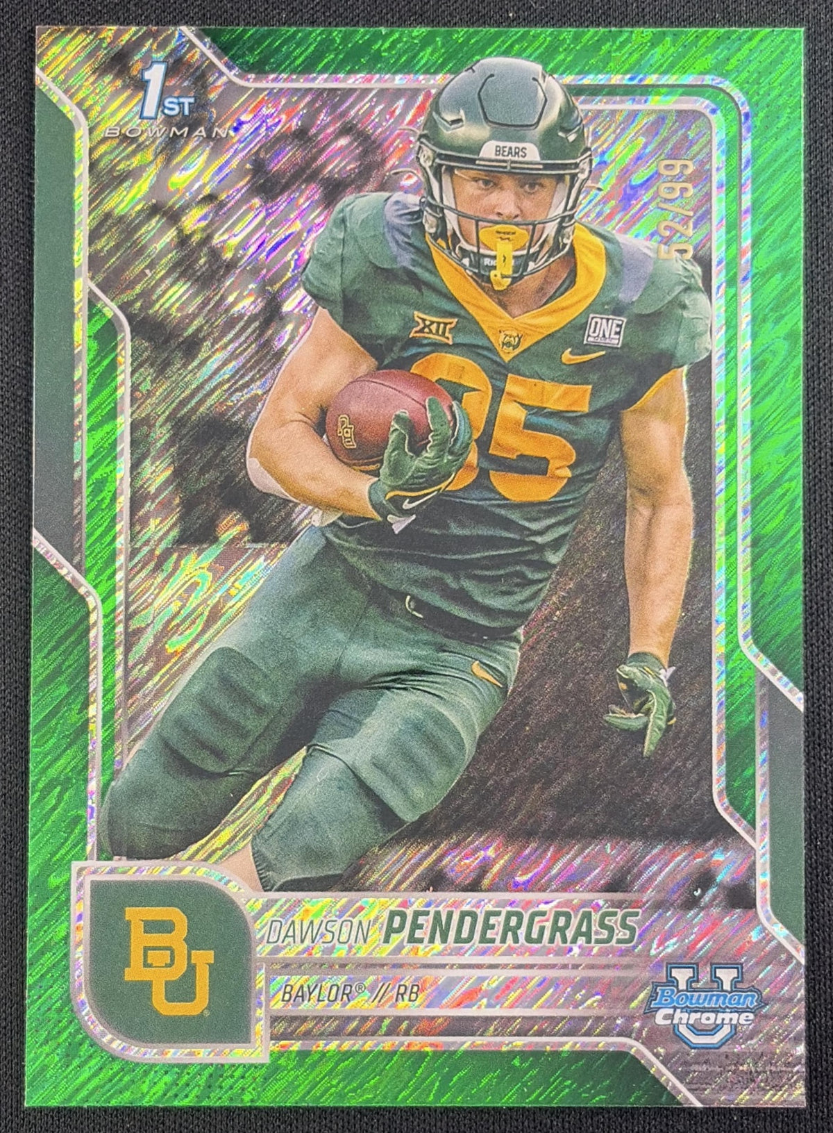 Dawson Pendergrass 2025 Bowman Chrome University Prospects Green Shimmer Refractor /99 Bears
