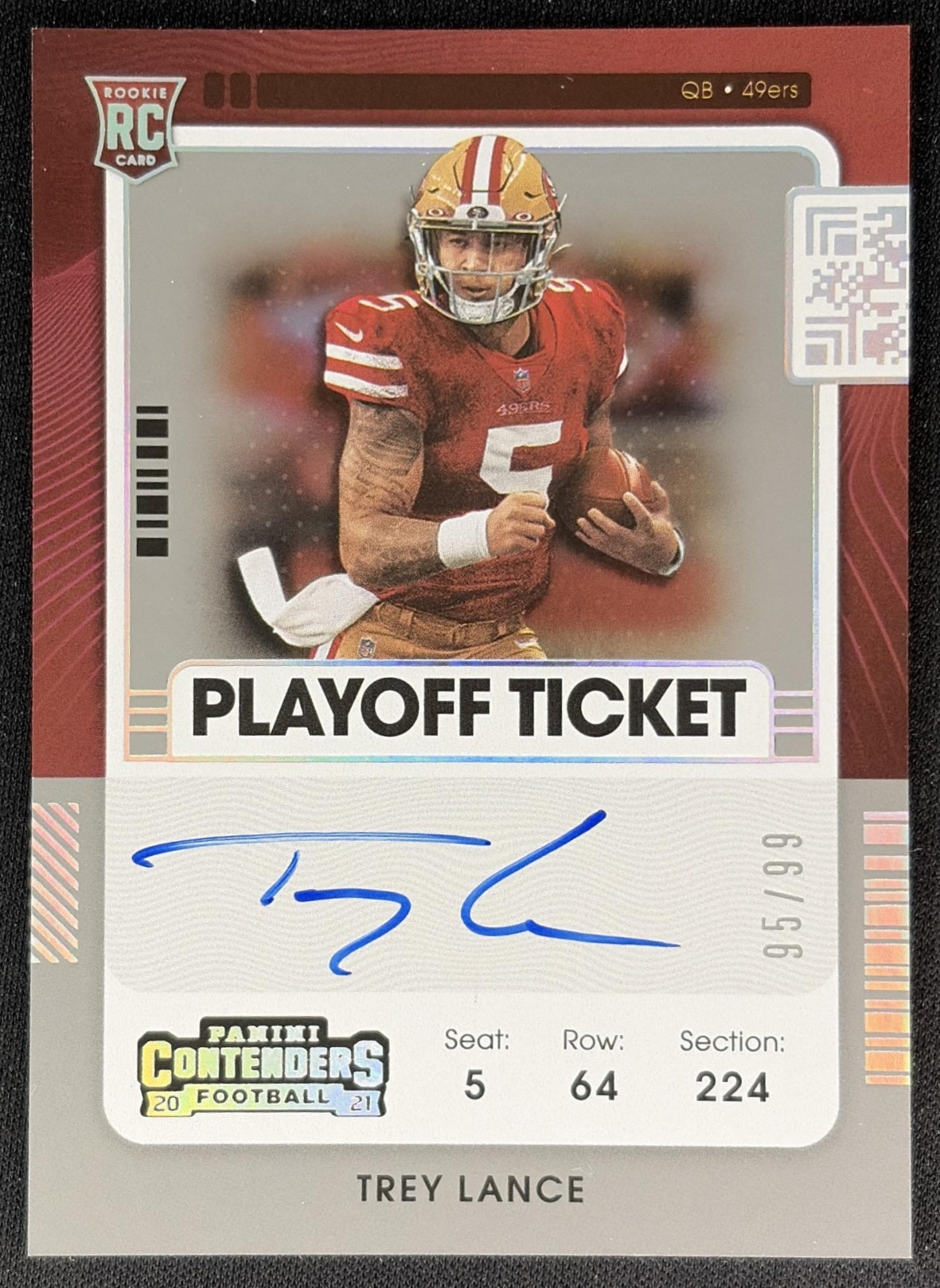 Trey Lance 2021 Panini Contenders Playoff Ticket /99 49ers front
