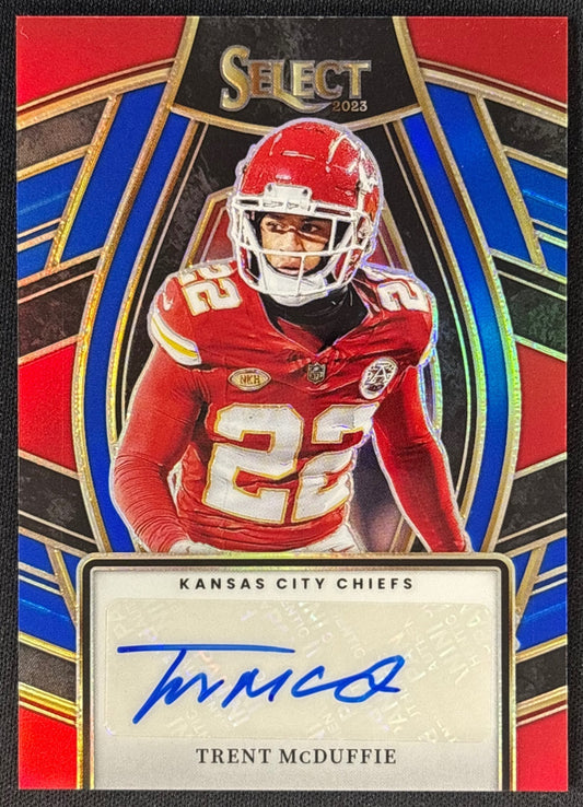 Trent McDuffie 2023 Select Signatures Blue Prizm /99 Chiefs