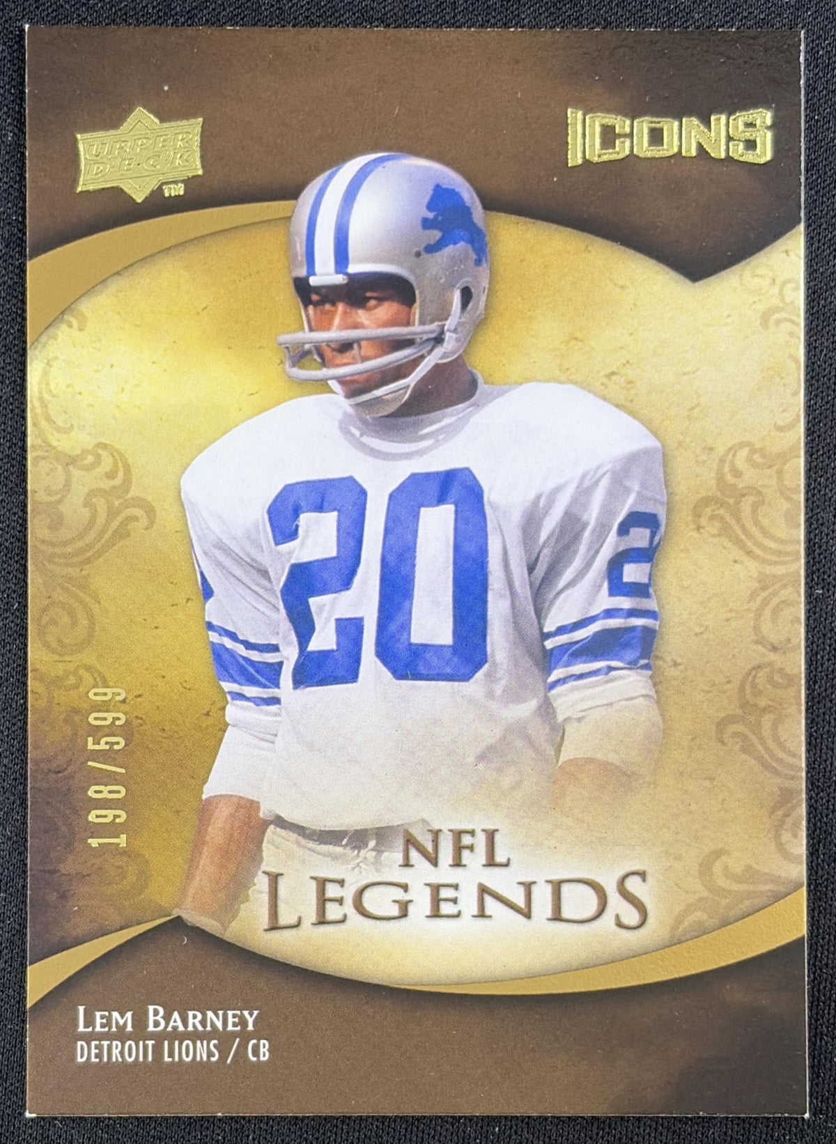 Lem Barney 2009 Upper Deck Icons /599 Lions