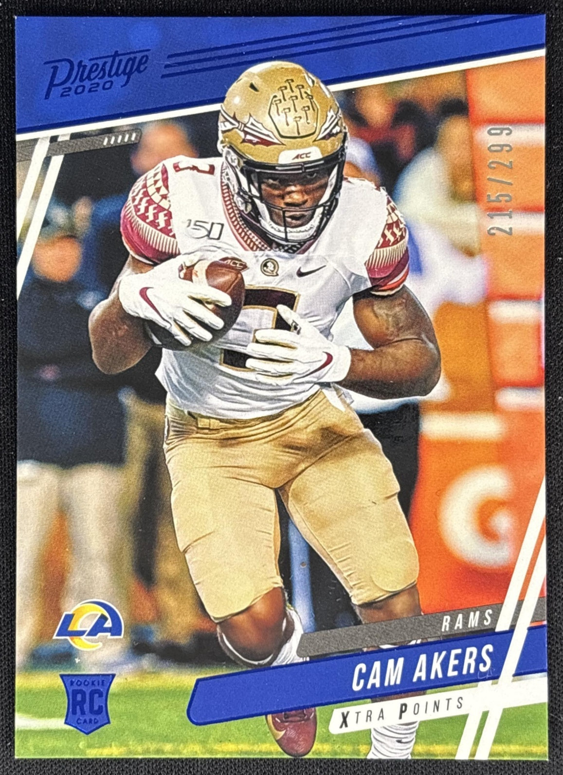 Cam Akers 2020 Panini Prestige Xtra Points Blue /299 Rams front