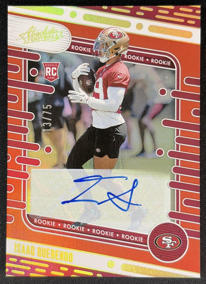 Isaac Guerendo 2024 Panini Absolute Signature Rookies Orange Spectrum /75 49ers front
