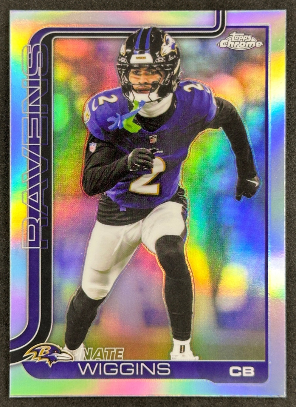 Nate Wiggins 2025 Topps Chrome Refractor Ravens Sports Trading Cards
