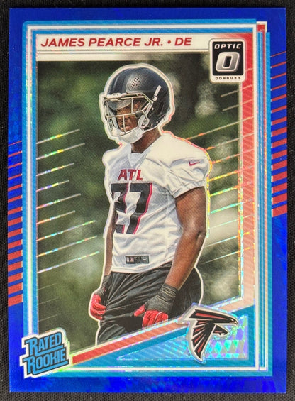 James Pearce Jr. 2025 Donruss Optic Rated Rookie Blue Hyper Prizm Falcons Default Title Sports Trading Cards