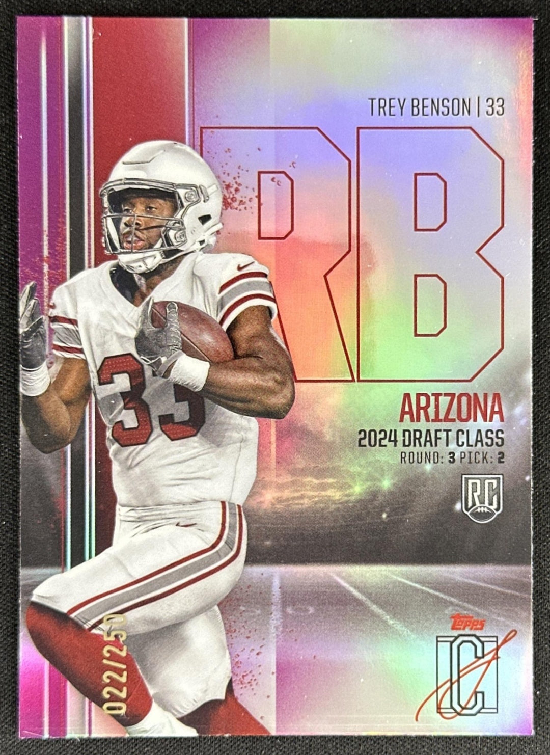Trey Benson 2024 Signature Class Rookie Chrome Variations Magenta /250 Cardinals