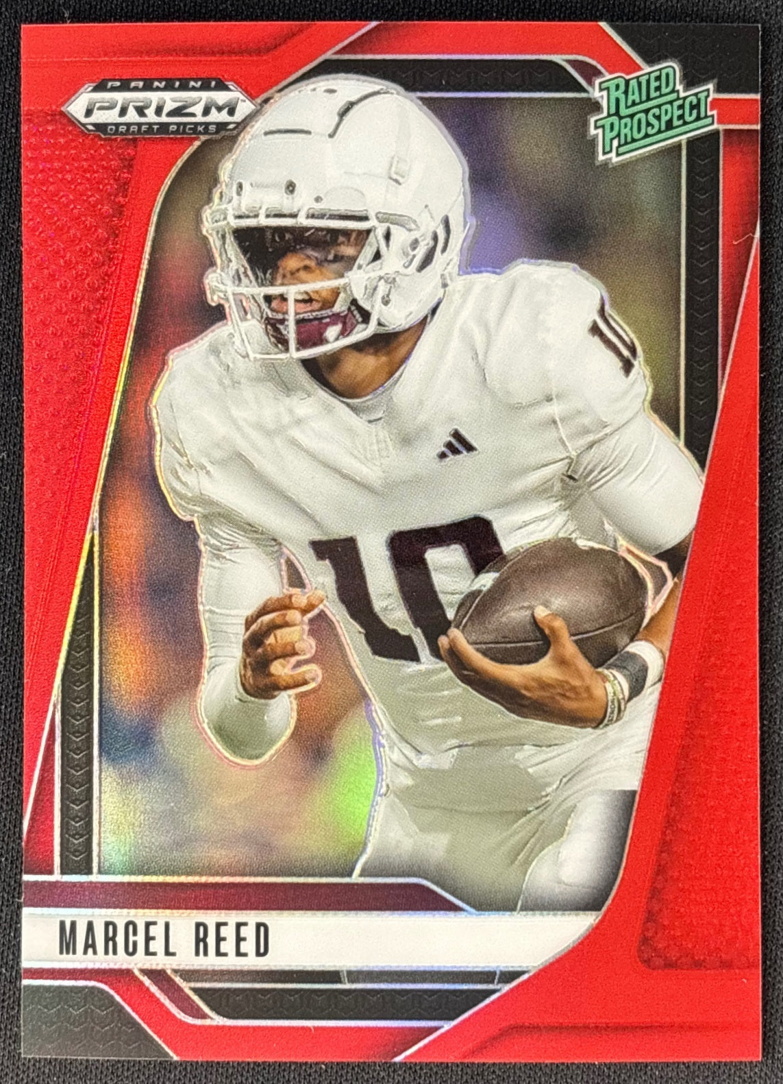 Marcel Reed 2025 Prizm Draft Picks Red /399 Aggies front | Wayne Collection