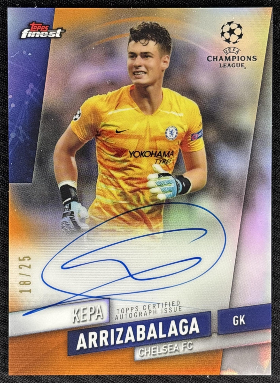 Kepa Arrizabalaga 2019 Finest UEFA Champions League Auto Orange /25 Chelsea Sports Trading Card