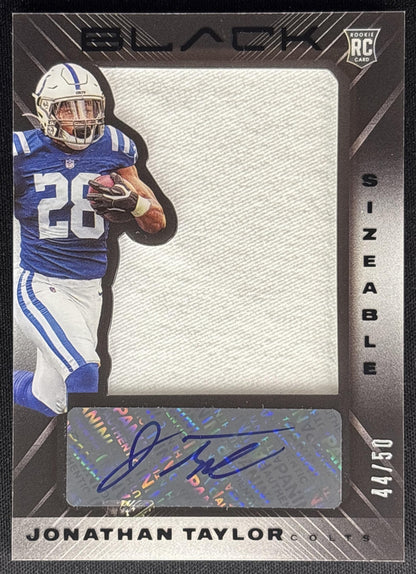 Jonathan Taylor 2020 Panini Black Sizeable Signatures Rookie Jersey /50 Colts Default Title Sports Trading Cards