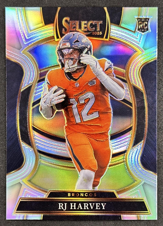 RJ Harvey 2025 Panini Select Concourse Silver Prizm Broncos