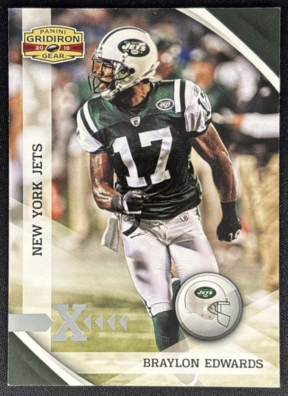 Braylon Edwards 2010 Panini Gridiron Gear Silver X's /250 Jets front