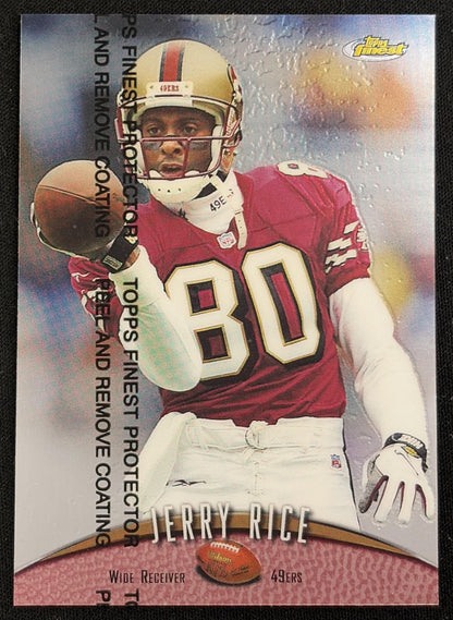 Front of Jerry Rice 1998 Topps Finest Jumbos 2 49ers sports trading card