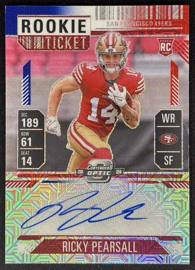 Ricky Pearsall 2024 Contenders Optic Rookie Ticket RPS Auto Red White & Blue Prizm /13 49ers Sports Trading Cards