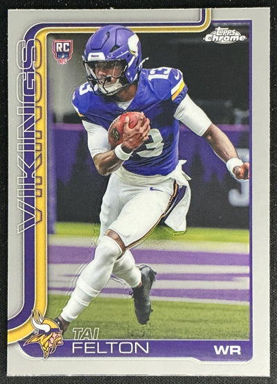 Tai Felton 2025 Topps Chrome Rookie Vikings Sports Trading Cards