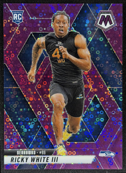 Ricky White III 2025 Panini Mosaic Rookies No Huddle Purple Prizm /50 Seahawks