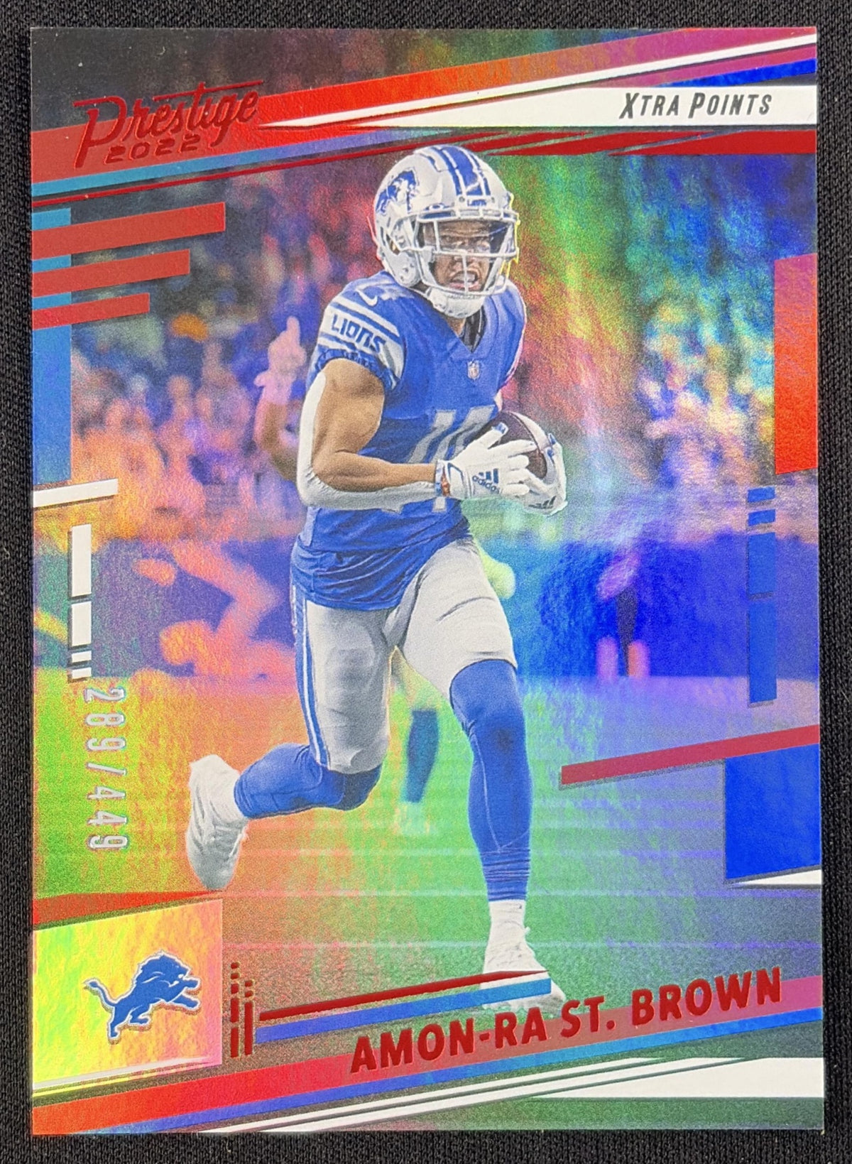 Amon-Ra St. Brown 2022 Panini Prestige Xtra Points Red /449 Lions