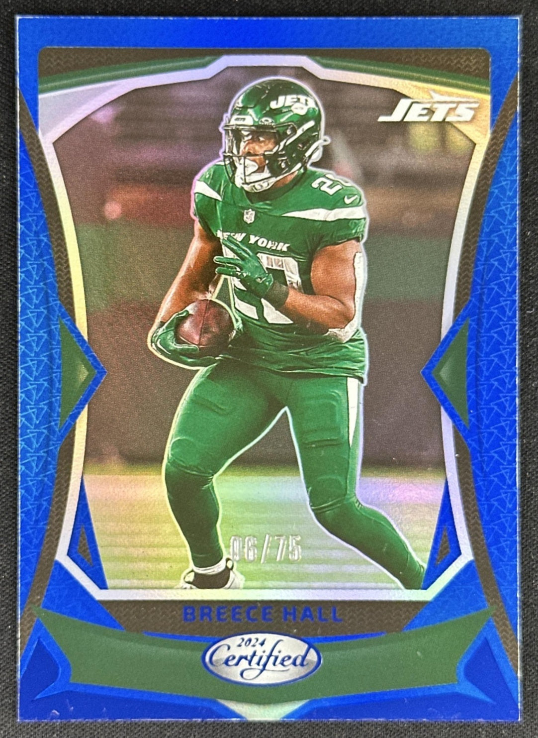 Breece Hall 2024 Panini Certified Blue Mirror /75 Jets