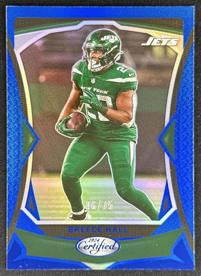 Breece Hall 2024 Panini Certified Blue Mirror /75 Jets