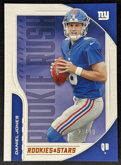 Daniel Jones 2019 Panini Rookies & Stars Rookie Rush Orange /99 Giants front