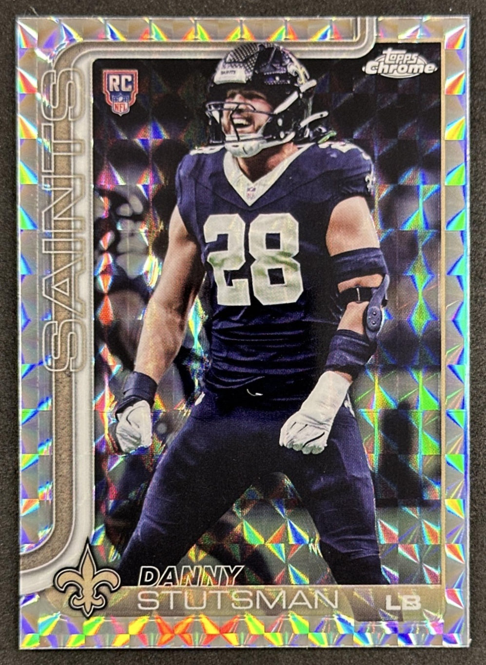 Danny Stutsman 2025 Topps Chrome Rookie Geometric Refractor Saints Sports Trading Cards