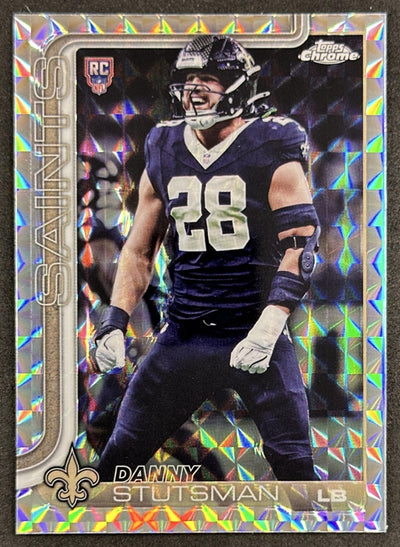 Danny Stutsman 2025 Topps Chrome Rookie Geometric Refractor Saints Sports Trading Cards