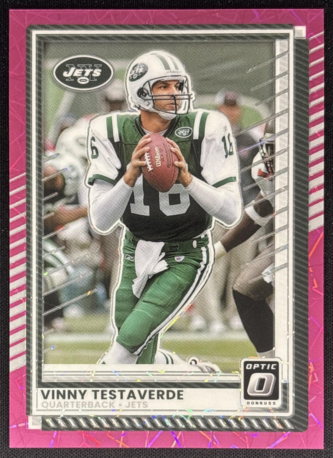 Vinny Testaverde 2025 Panini Donruss Optic Pink Velocity Prizm /99 Jets Default Title Sports Trading Card