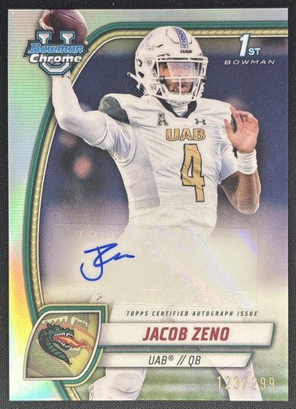 Jacob Zeno 2024 Bowman Chrome University Prospect Auto Refractor /299 front