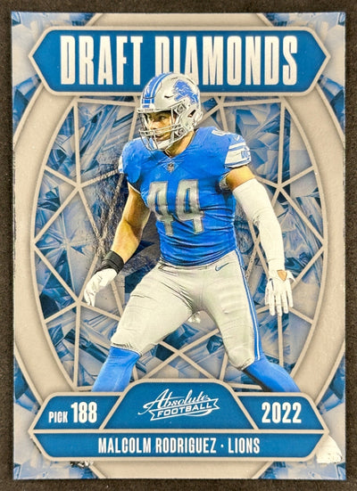 Malcolm Rodriguez 2025 Absolute Draft Diamonds Lions Sports Trading Cards