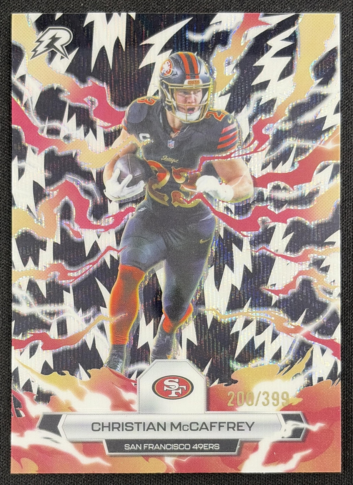 Christian McCaffrey 2025 Topps Resurgence Black and White Surge Refractor /399 49ers