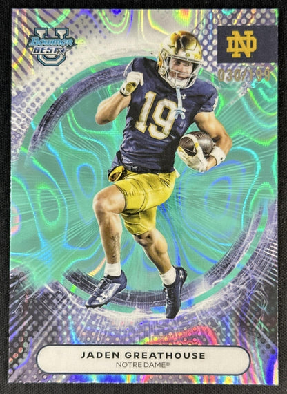 Jaden Greathouse 2025 Best University Aqua Lava Refractor /199 Fighting Irish