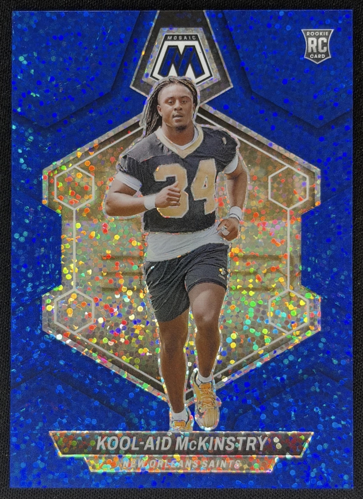 Kool-Aid McKinstry 2024 Panini Mosaic Blue Sparkle Prizm /96 Saints Sports Trading Cards
