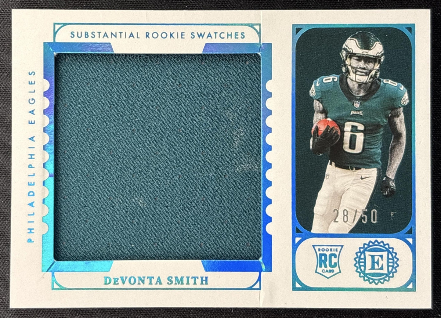 *Damaged* DeVonta Smith 2021 Encased Substantial Rookie Swatches Sapphire /50 Eagles Sports Trading Cards