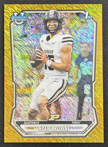 Ryan Browne 2026 Bowman Chrome Prospects Gold Shimmer Refractor /50 Boilermakers