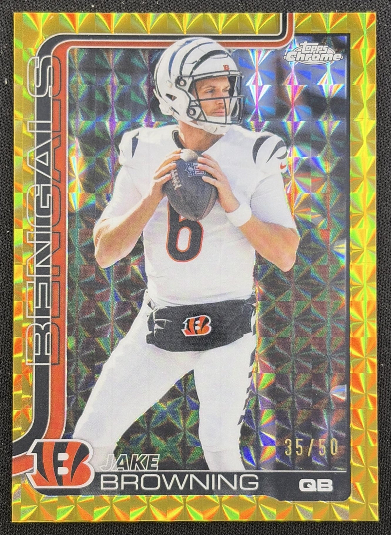 Jake Browning 2025 Topps Chrome Gold Geometric Refractor /50 Bengals Cincinnati Bengals