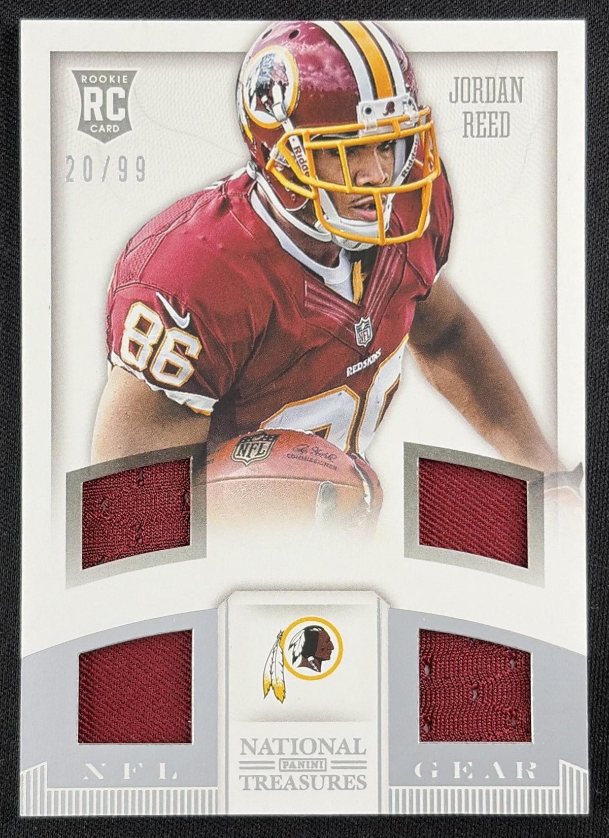Jordan Reed 2013 Panini National Treasures Rookie NFL Gear Quad Materials /99 Redskins Sports Trading Card