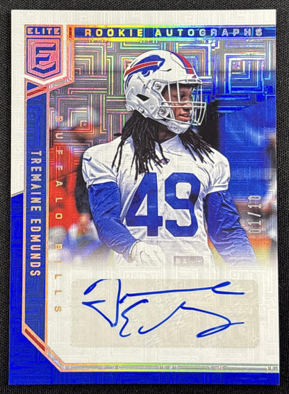 Tremaine Edmunds 2018 Panini Donruss Elite Rookie Auto Blue /10 Bills