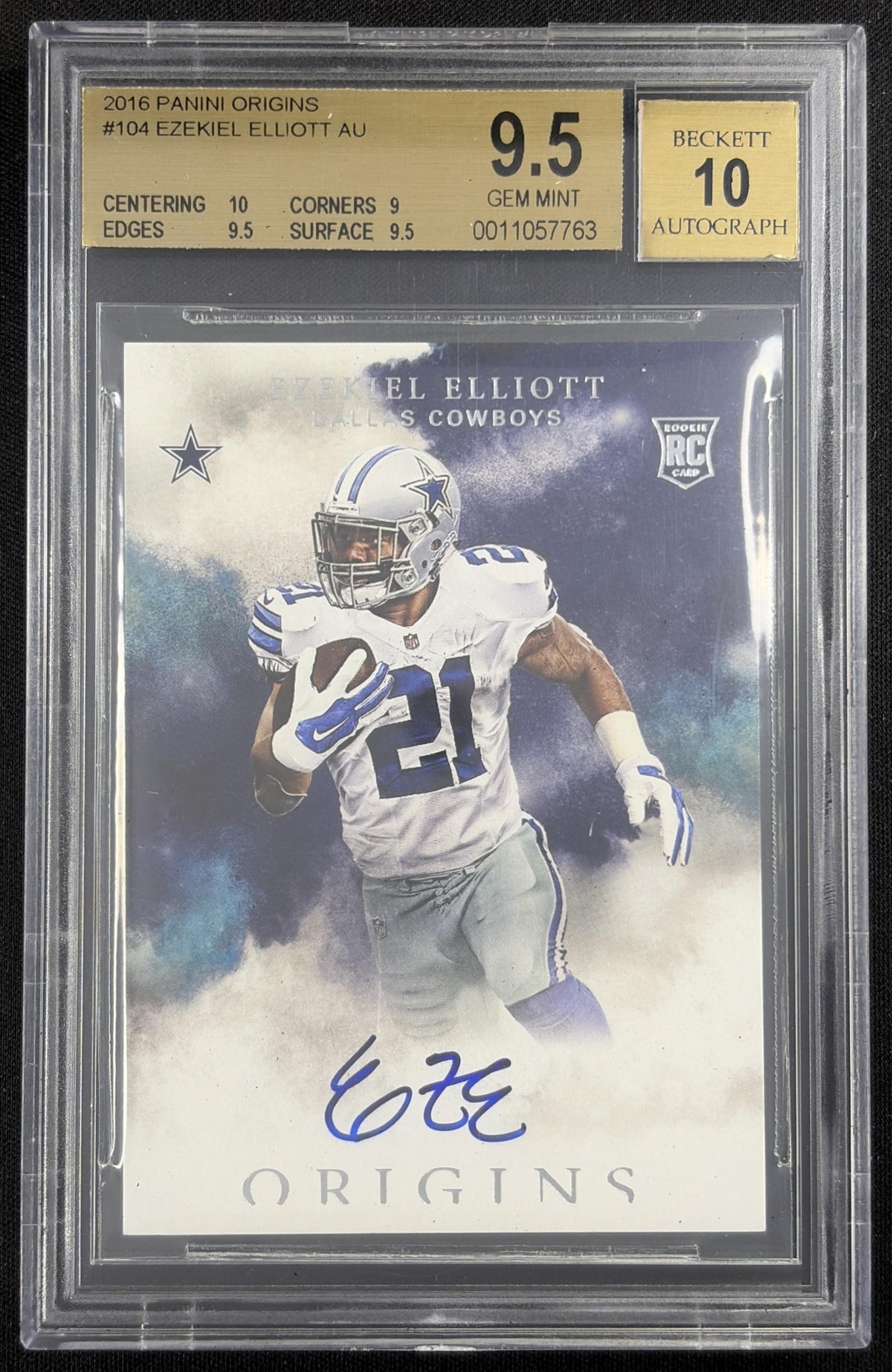 Ezekiel Elliott 2016 Panini Origins Auto Rookie BGS 9.5 Auto 10 Cowboys