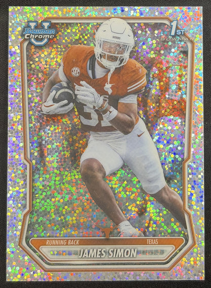 James Simon 2026 Bowman Chrome Prospects Speckle Refractor Longhorns