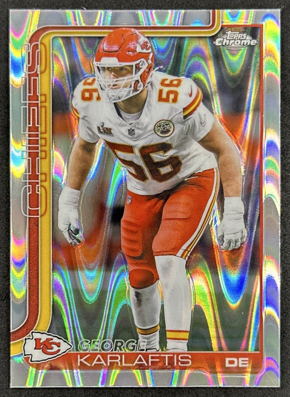 George Karlaftis 2025 Topps Chrome RayWave Refractor Chiefs front