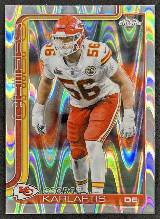 George Karlaftis 2025 Topps Chrome RayWave Refractor Chiefs Default Title Sports Trading Card