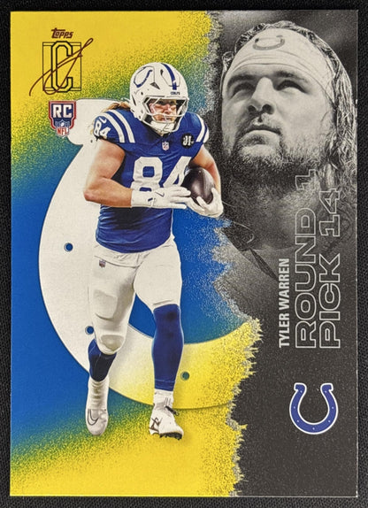 Tyler Warren 2025 Topps Signature Class Rookie Blue & Yellow Foil Colts Sports Trading Cards
