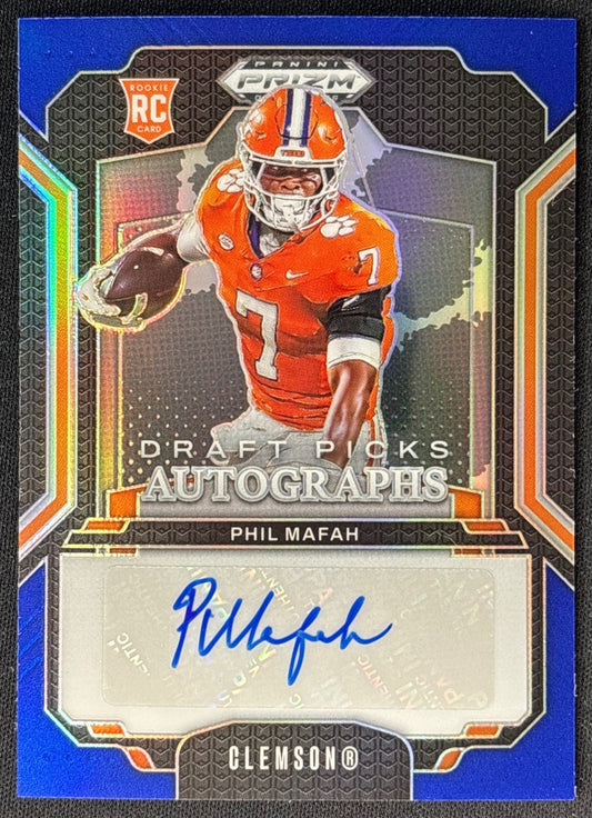Phil Mafah 2025 Prizm Draft Picks Auto Blue /249 Tigers front | Wayne Collection
