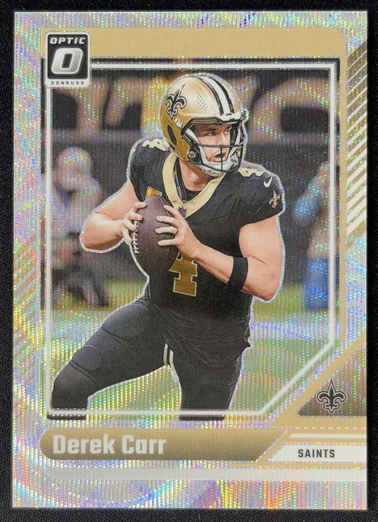 Derek Carr 2024 Panini Donruss Optic Wave /300 Saints front