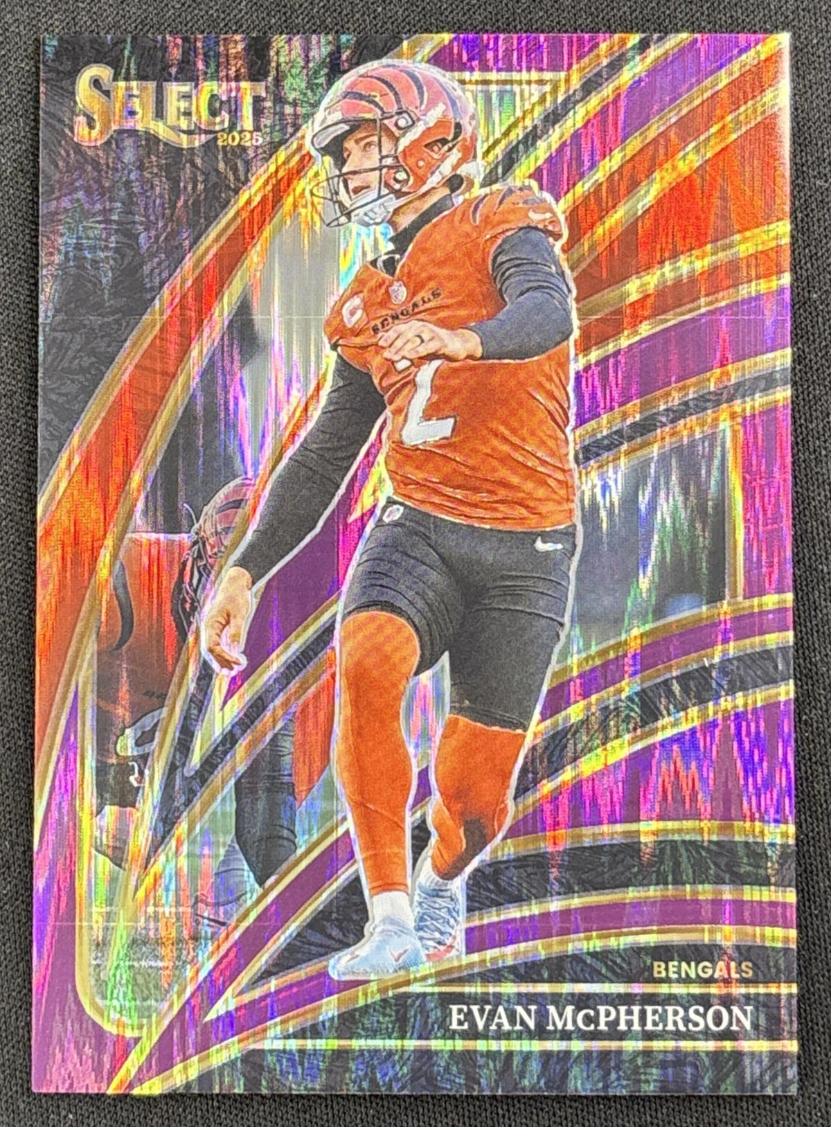 Evan McPherson 2025 Panini Select Club Level Purple Prizm Shock /699 Bengals