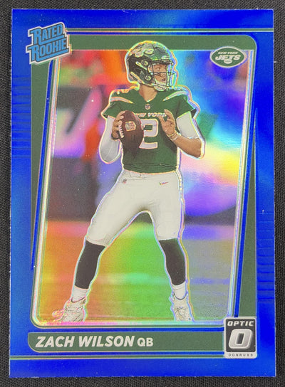 Zach Wilson 2021 Panini Donruss Optic Rated Rookie Preview Blue Jets Sports Trading Card