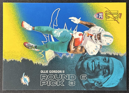 Ollie Gordon II 2025 Topps Signature Class Rookie Blue & Yellow Foil Dolphins - Front
