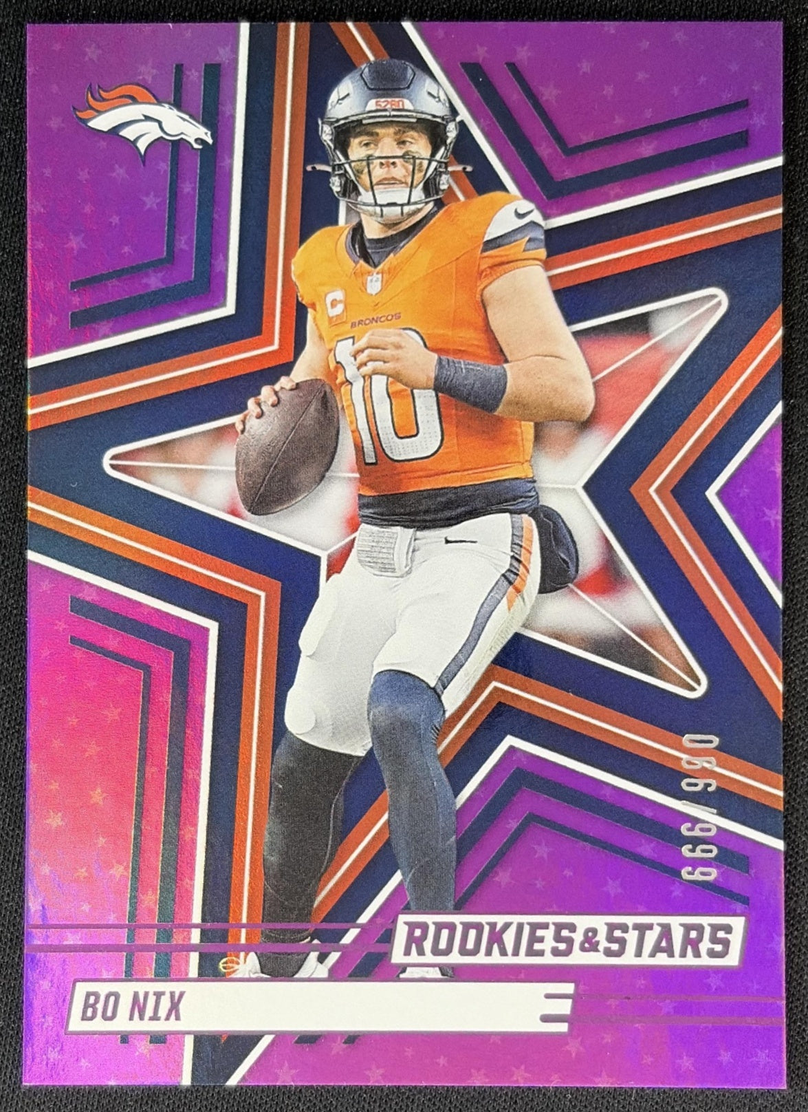 Bo Nix 2025 Panini Rookies & Stars Purple /999 Broncos Football