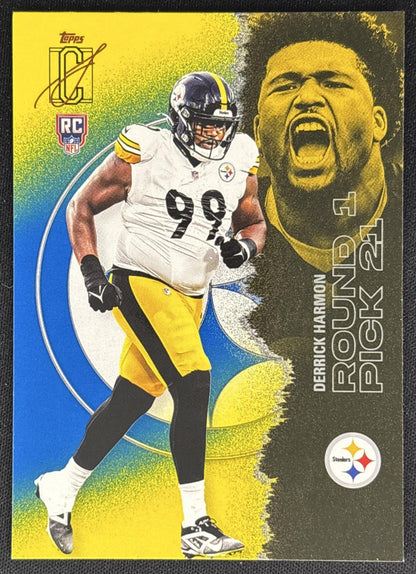Derrick Harmon 2025 Topps Signature Class Rookie Blue & Yellow Foil Steelers - Front