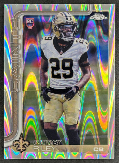 Quincy Riley 2025 Topps Chrome Rookie RayWave Refractor Saints Sports Trading Cards