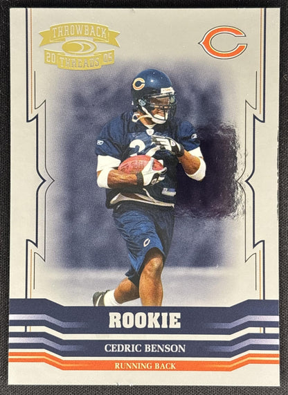 Cedric Benson 2005 Donruss Throwback Threads Retail Foil Rookies /999 Bears front